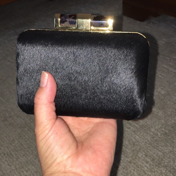 C Wonder Faux Black Calf Hair Minaudiere - Picture 5 of 7